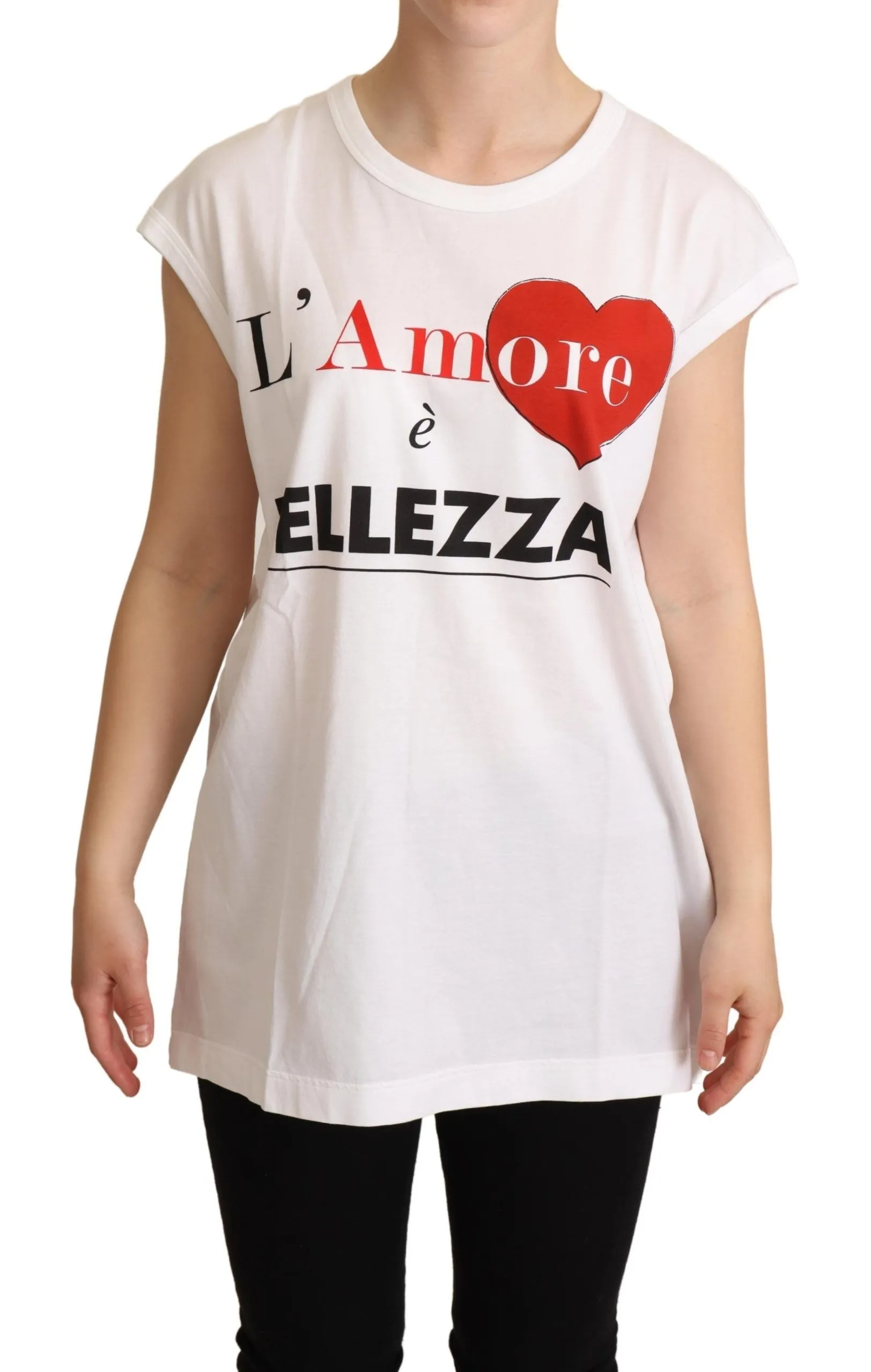 Dolce & Gabbana Women's Chic White Crewneck Cap Sleeve Top