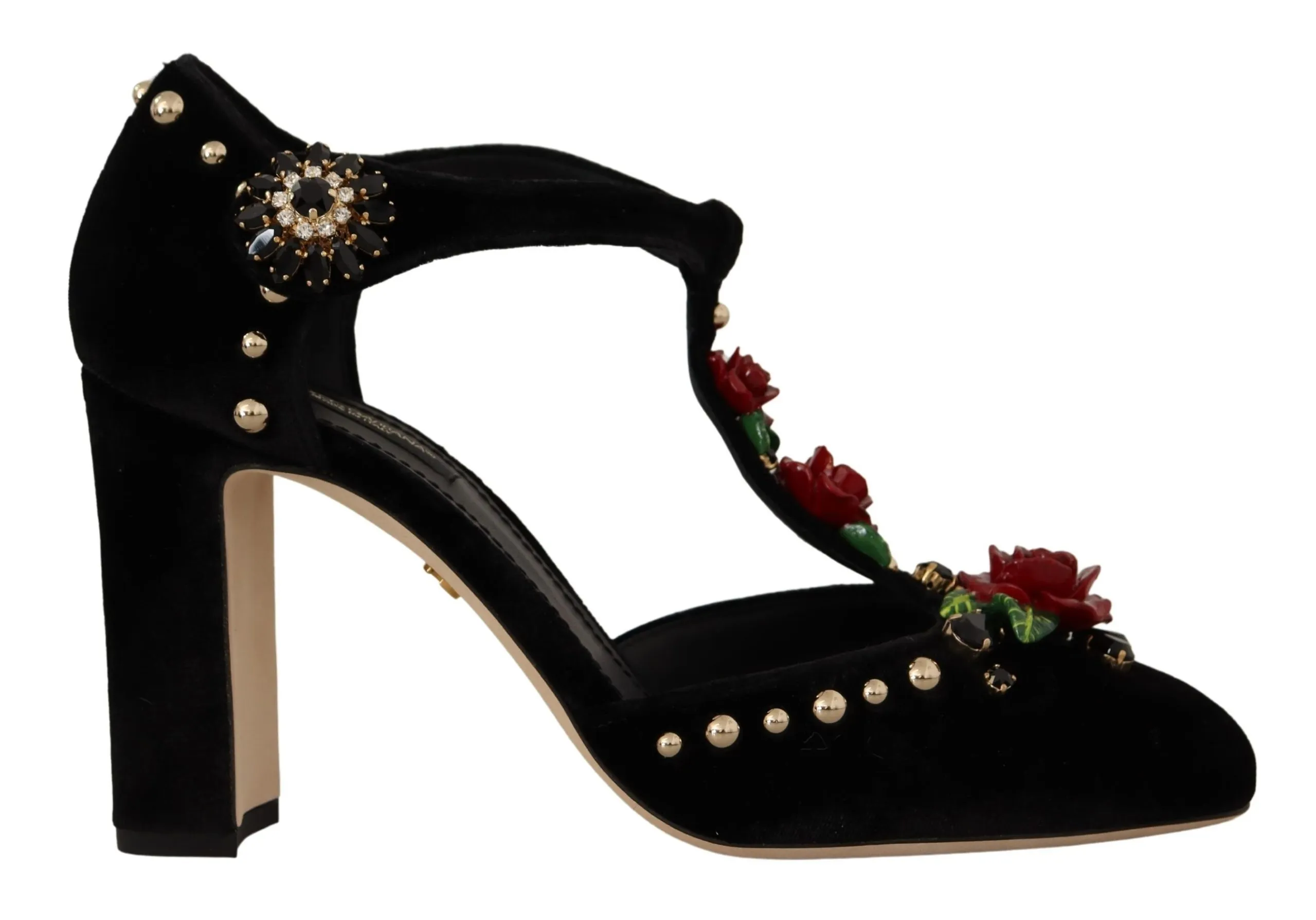 Dolce & Gabbana Women's Elegant Embellished T-Strap Heels Sandals