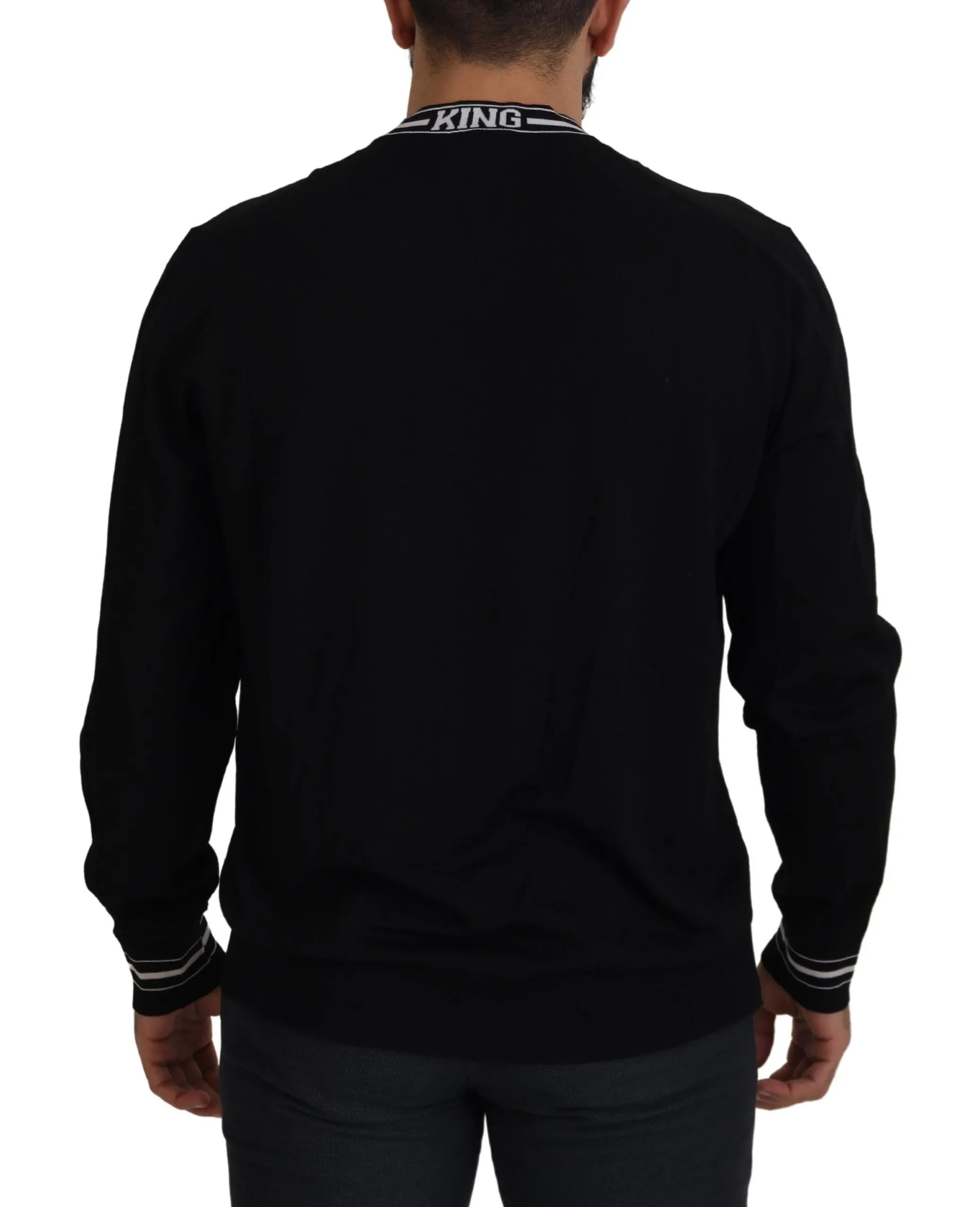 Dolce & Gabbana Men's Elegant Black Virgin Wool Crewneck Sweater