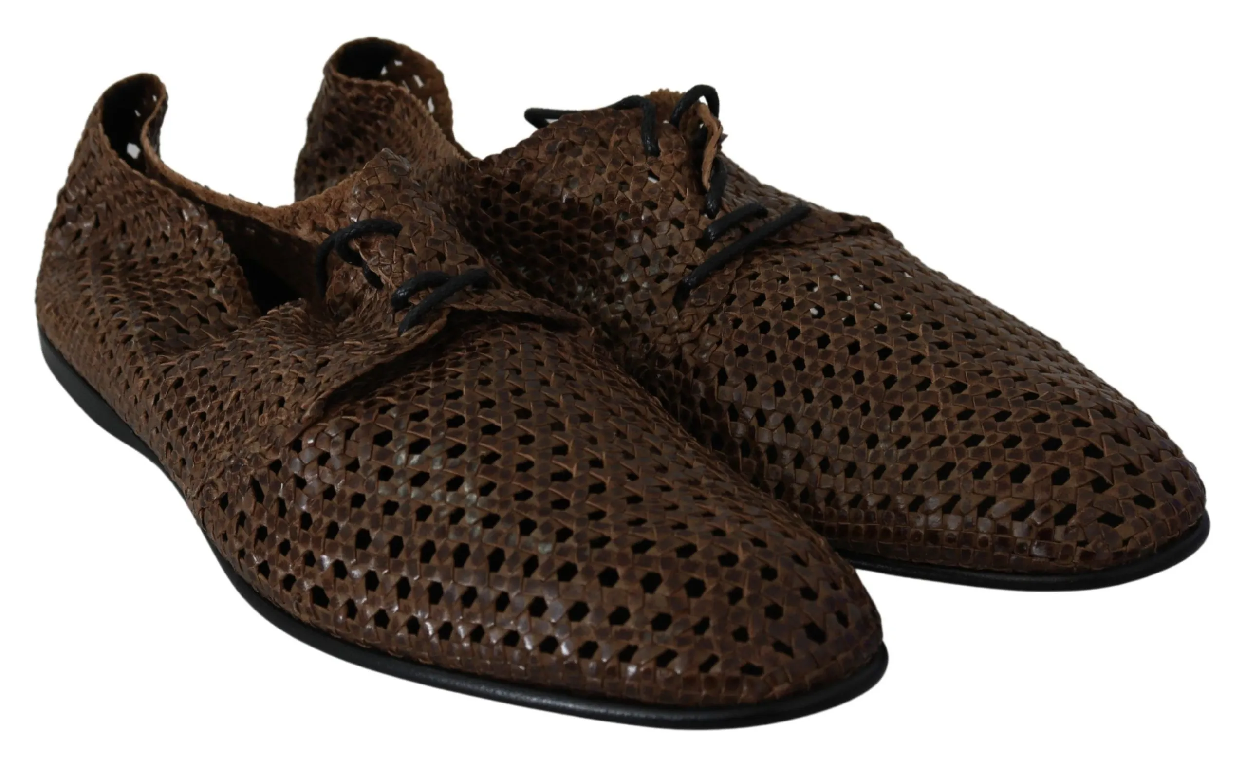 Dolce & Gabbana Men's Authentic Hand-Woven Leather Derby Shoes