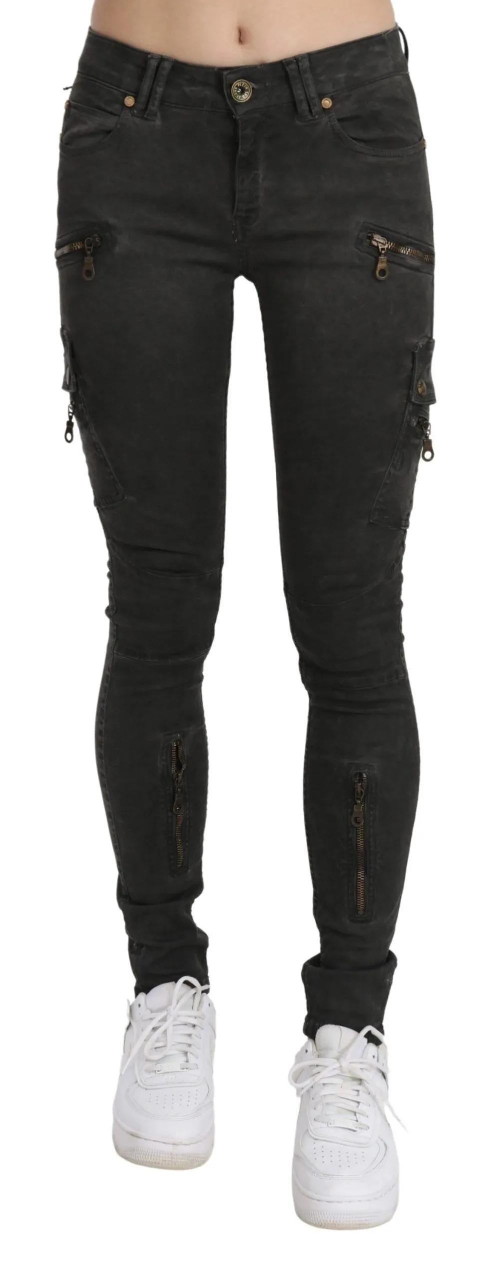 John Galliano Women's Chic Black Mid Waist Flared Jeans