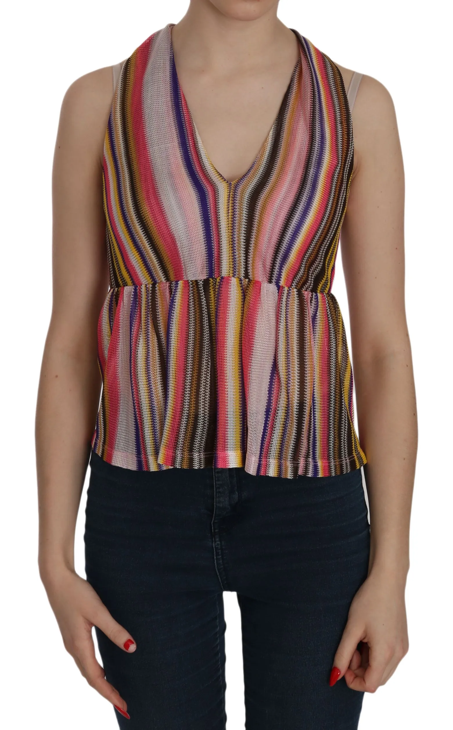 PINKO Women's Chic Sleeveless Deep Neck Backless Top