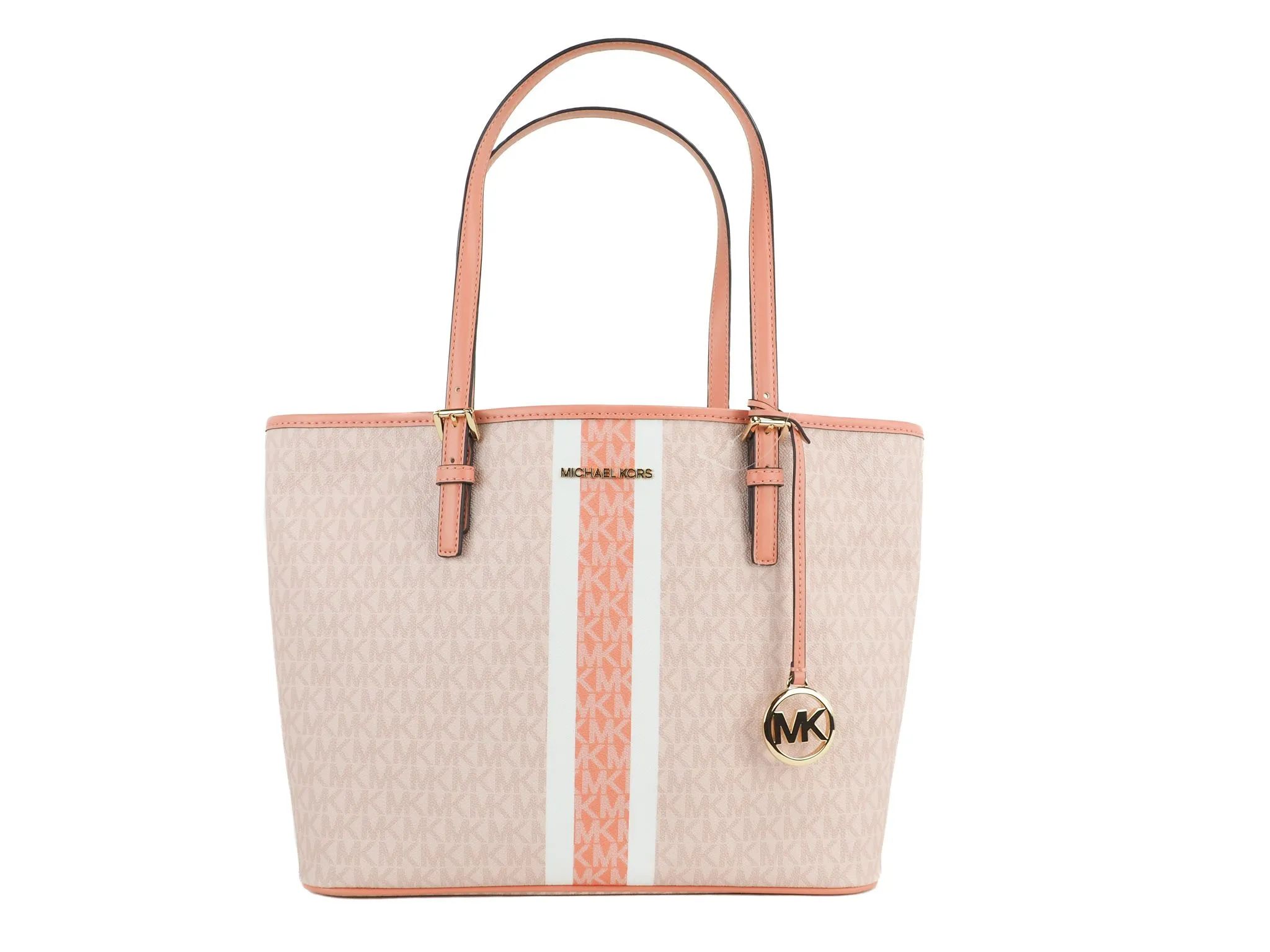 Michael Kors Women's Jet Set Travel Medium Sherbert Signature Stripe Carryall Tote Bag
