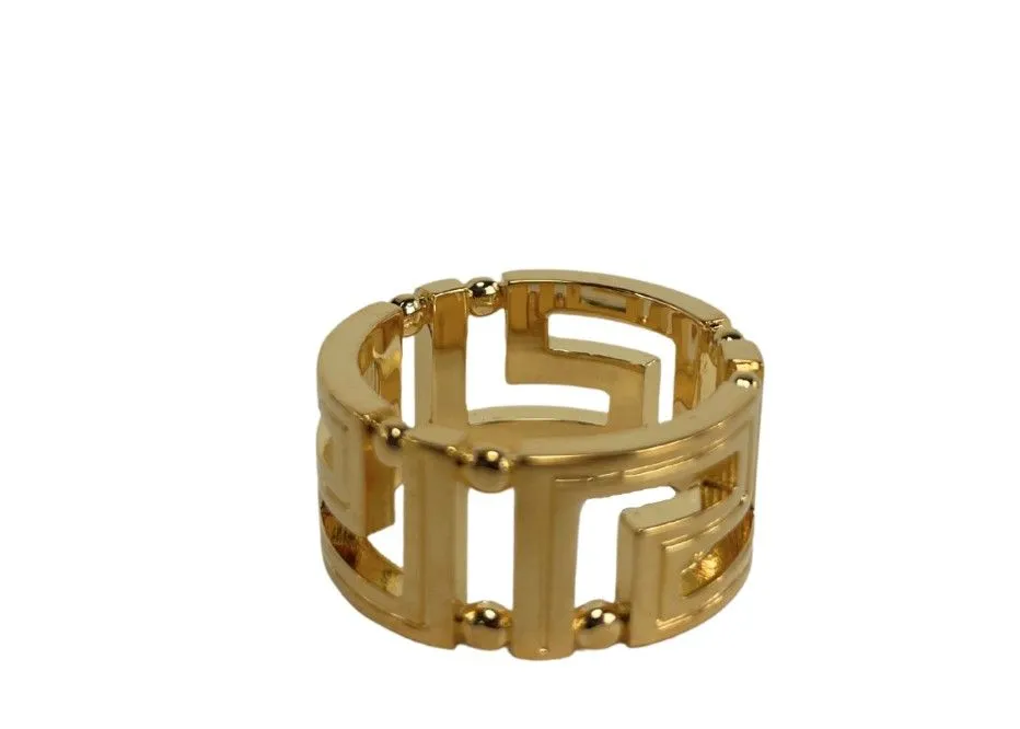 Versace Greca Patterned Gold Toned Brass US Men's Size 9 Ring