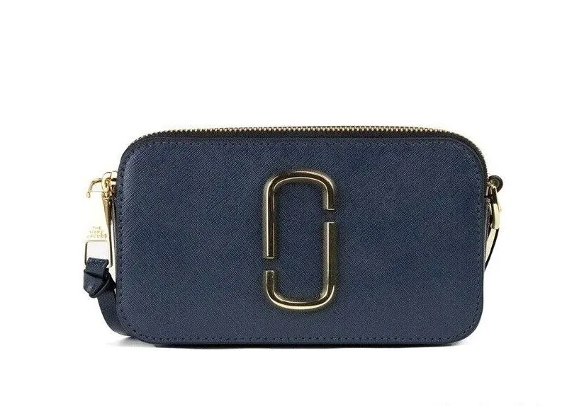 Marc Jacobs Women's The Snapshot Bag Blue Sea Saffiano Leather Shoulder Handbag Purse