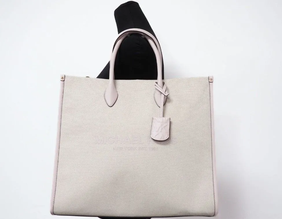 Mirella Large Powder Blush Canvas North South Tote Handbag Purse