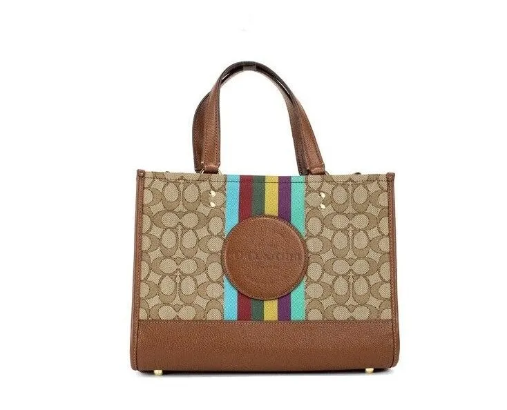 COACH Women's Dempsey Medium Legacy Stripe Jacquard Canvas Patch Carryall Bag