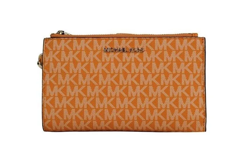 Michael Kors Women's Jet Set Travel Honeycomb Multi PVC Large Double Zip Wrist Wallet