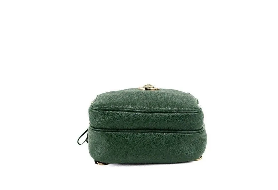 Versace Women's Medusa Small Dark Green Calf Leather Sling Pack Backpack Bookbag Bag