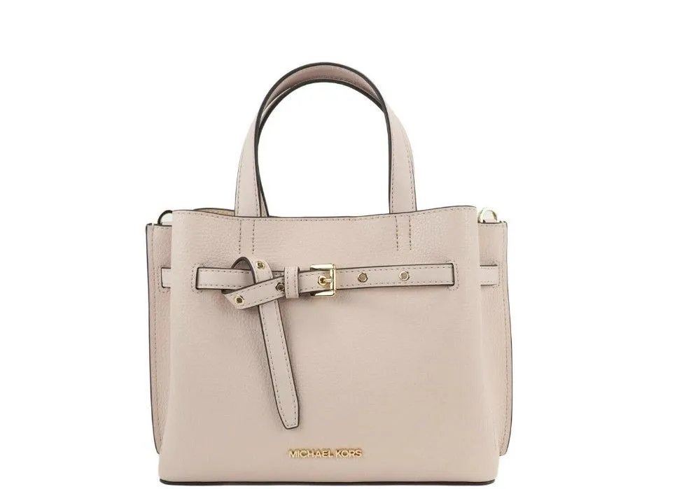 Michael Kors Women's Emilia Small Powder Blush Pebbled Leather Satchel Crossbody Handbag