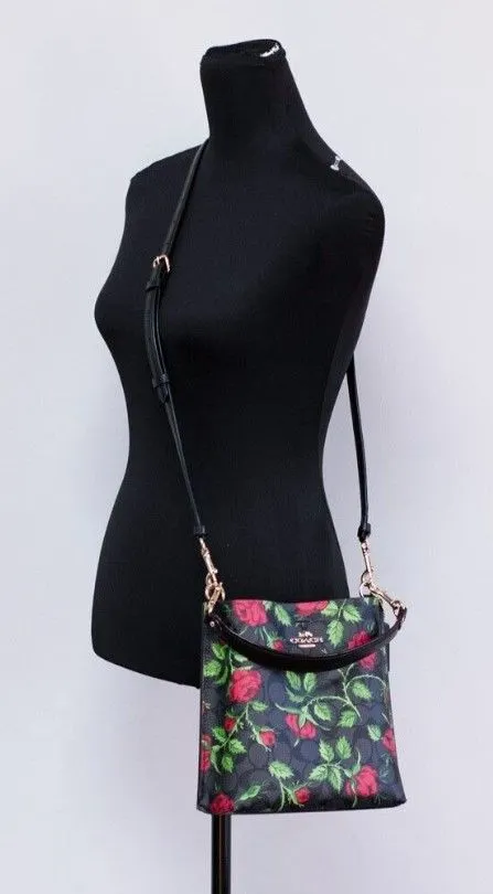 COACH Women's Mollie 22 Small Fairytale Rose Canvas Bucket Crossbody Bag Purse