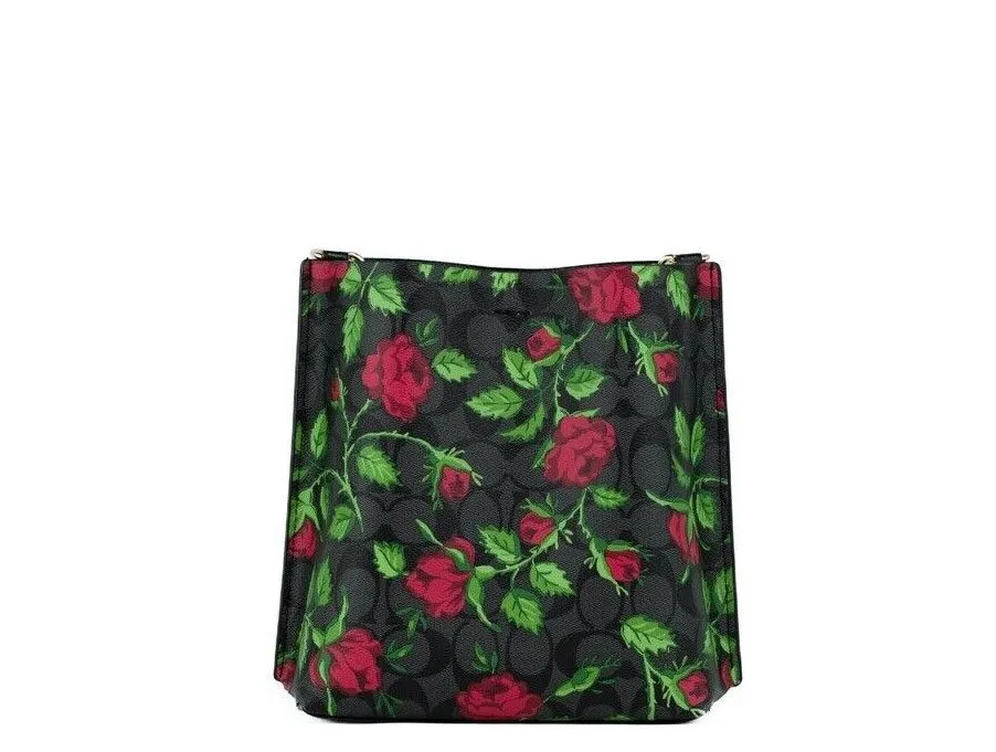 COACH Women's Mollie 22 Small Fairytale Rose Canvas Bucket Crossbody Bag Purse