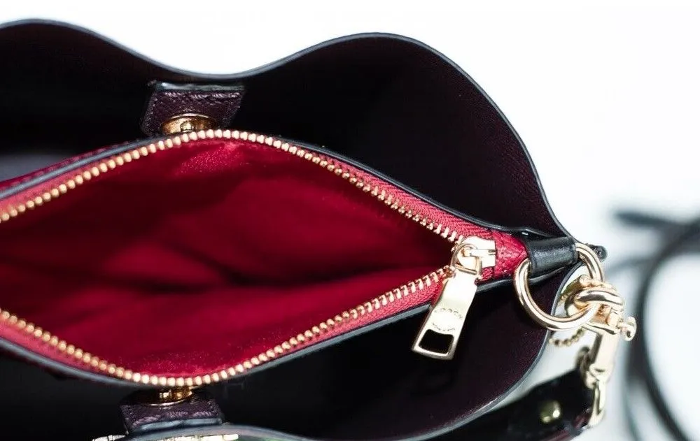 COACH Women's Mollie 22 Small Fairytale Rose Canvas Bucket Crossbody Bag Purse