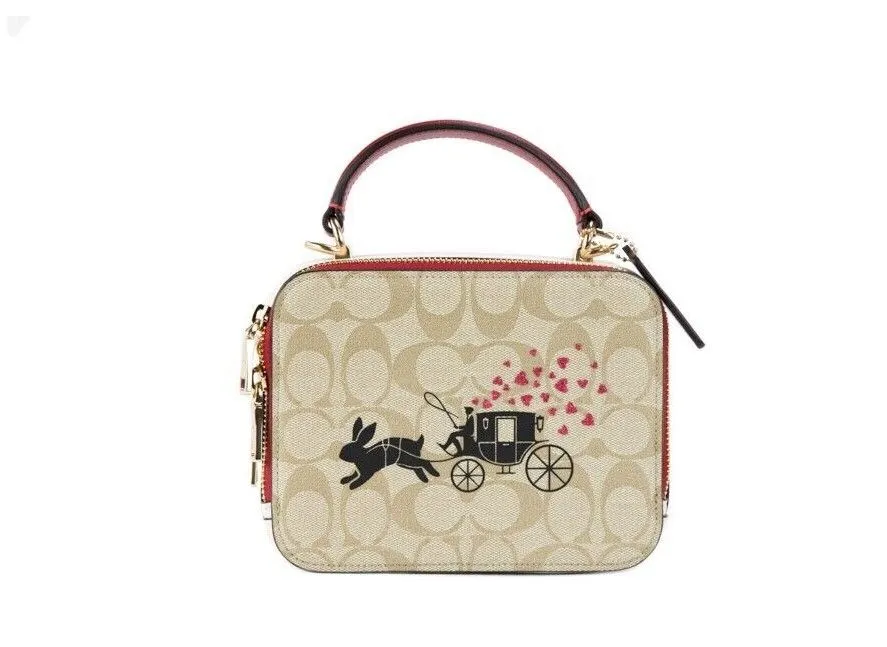 COACH Women's Small Lunar New Year Rabbit Carriage Signature Box Crossbody Bag