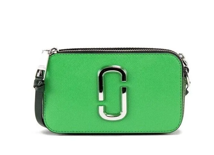 Marc Jacobs Women's The Snapshot Bag Studded Saffiano Leather Green Shoulder Bag Purse