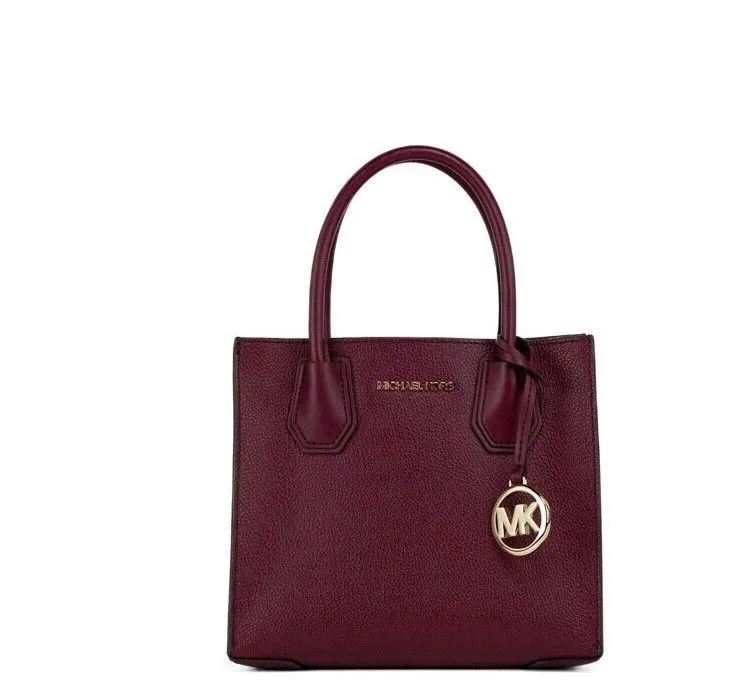 Michael Kors Women's Mercer Medium Mulberry Leather Messenger Crossbody Handbag Purse