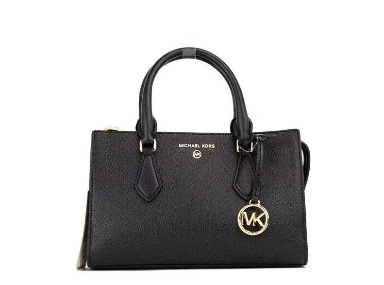 Michael Kors Women's Valerie Small Black Pebble Leather East West Satchel Crossbody Bag