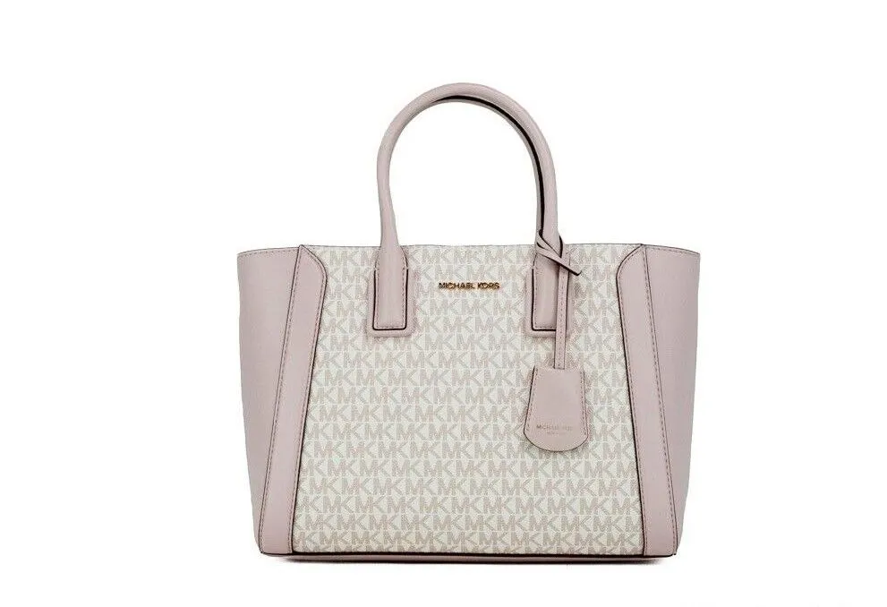 Michael Kors Women's Kali Medium Signature PVC Satchel Handbag Purse Ipad Case Pink