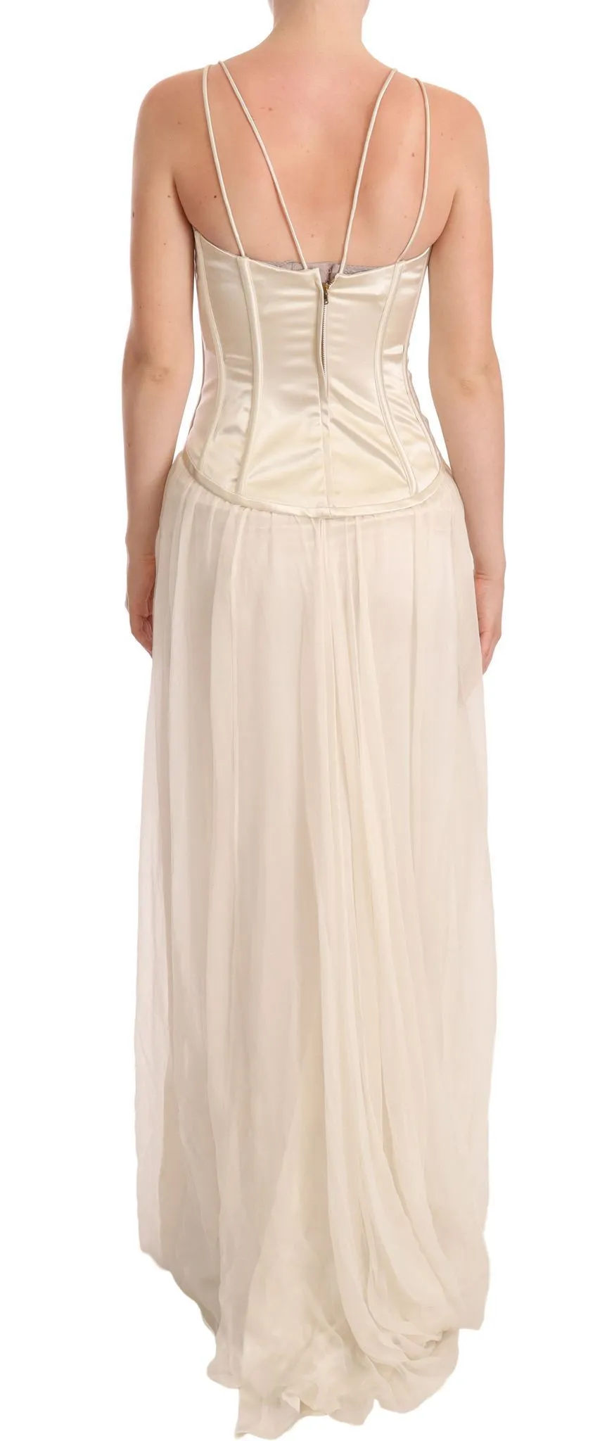 Dolce & Gabbana Women's Elegant Off White Silk Blend Long Gown
