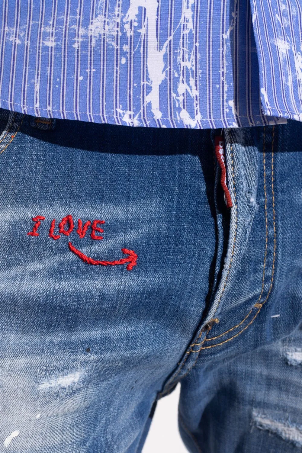 Dsquared² Men's Chic Distressed Paint-Splatter Denim