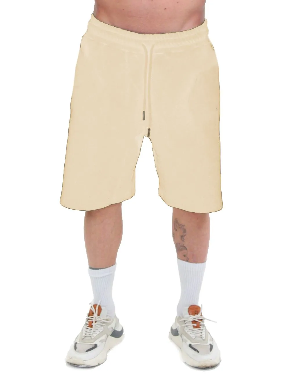 Comme Des Fuckdown Men's Beige Stretch Cotton Bermuda Shorts with Side Logo