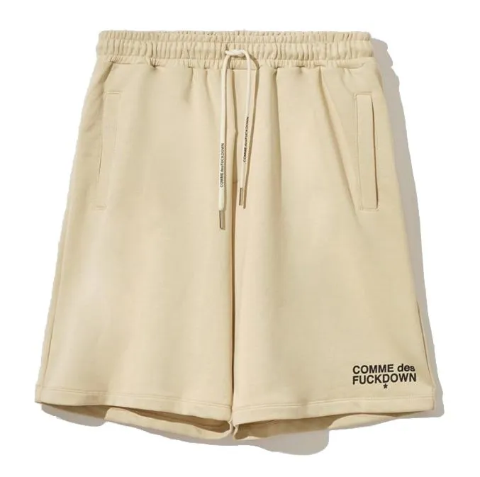 Comme Des Fuckdown Men's Beige Cotton Drawstring Bermuda Shorts