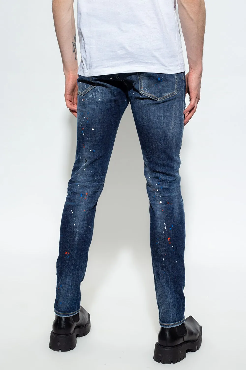 Dsquared² Men's Navy Cool Guy Tapered Splatter Jeans