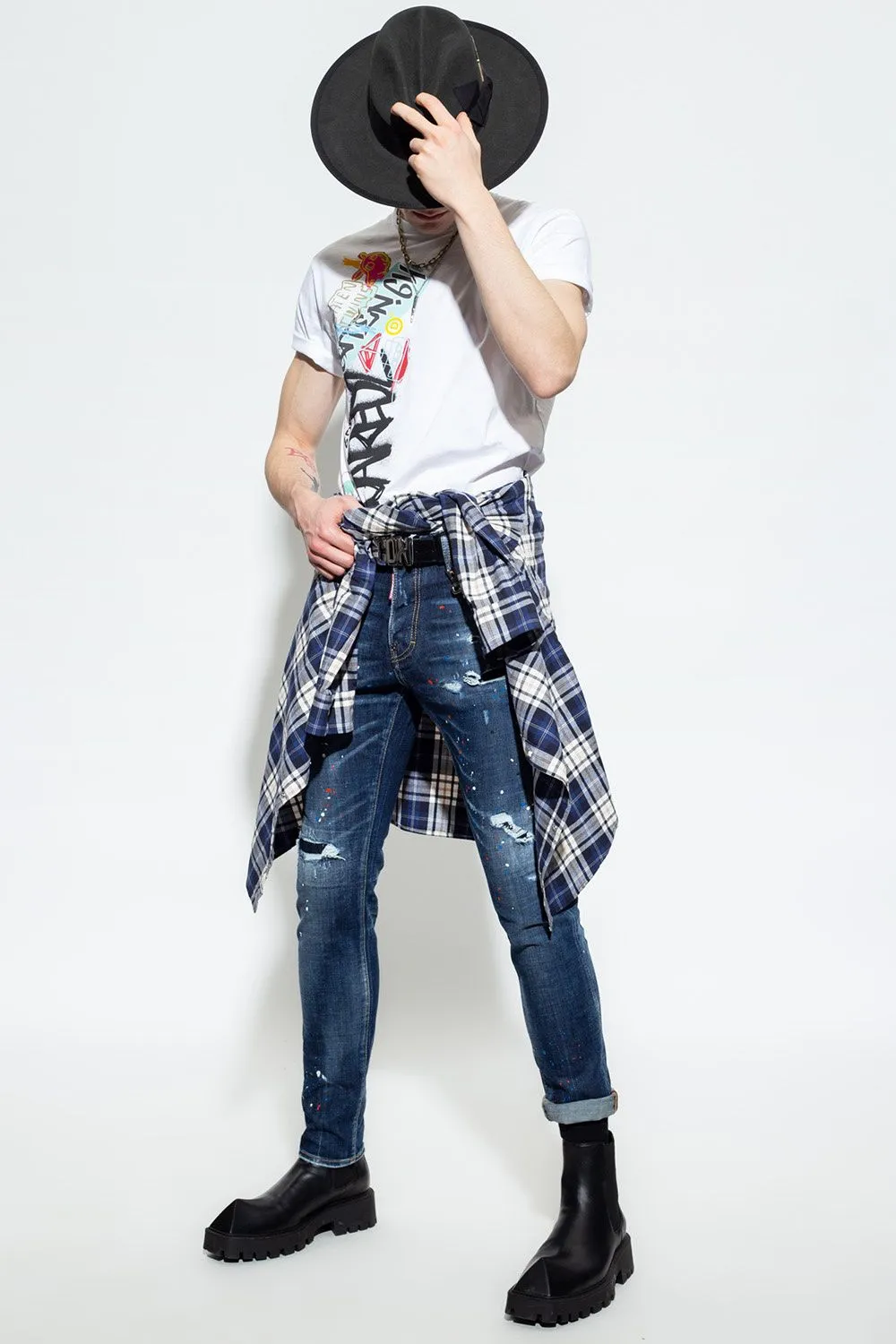 Dsquared² Men's Navy Cool Guy Tapered Splatter Jeans