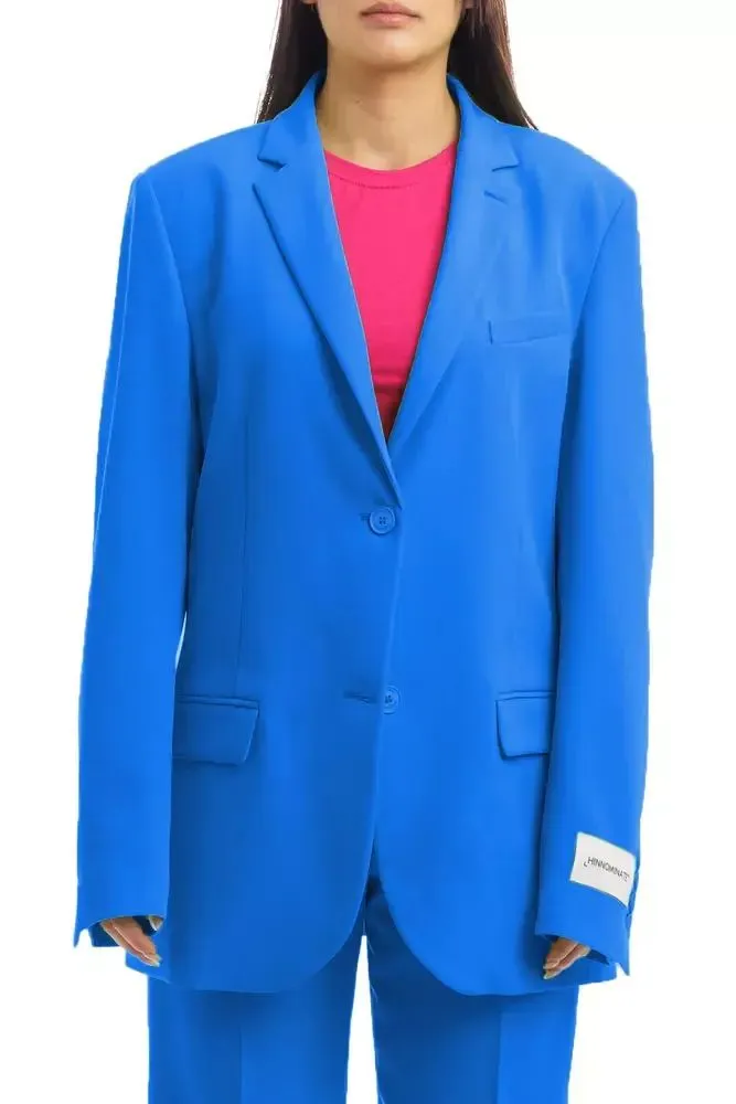 Hinnominate Women's Chic Blue Over Jacket with Shoulder Pads