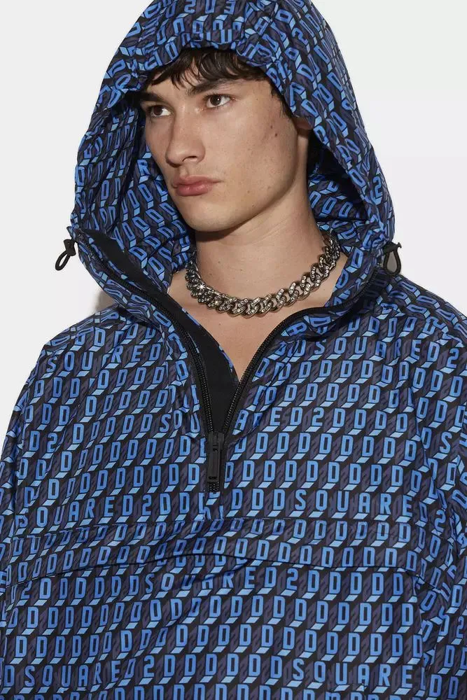 Dsquared² Men's Elegant Nylon Hooded Jacket in Blue