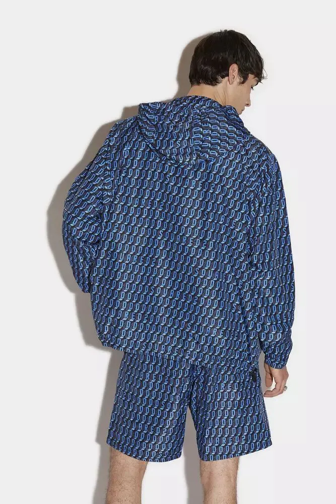 Dsquared² Men's Elegant Nylon Hooded Jacket in Blue
