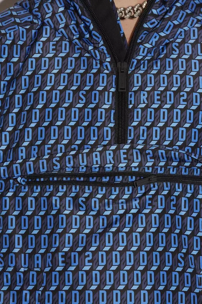 Dsquared² Men's Elegant Nylon Hooded Jacket in Blue