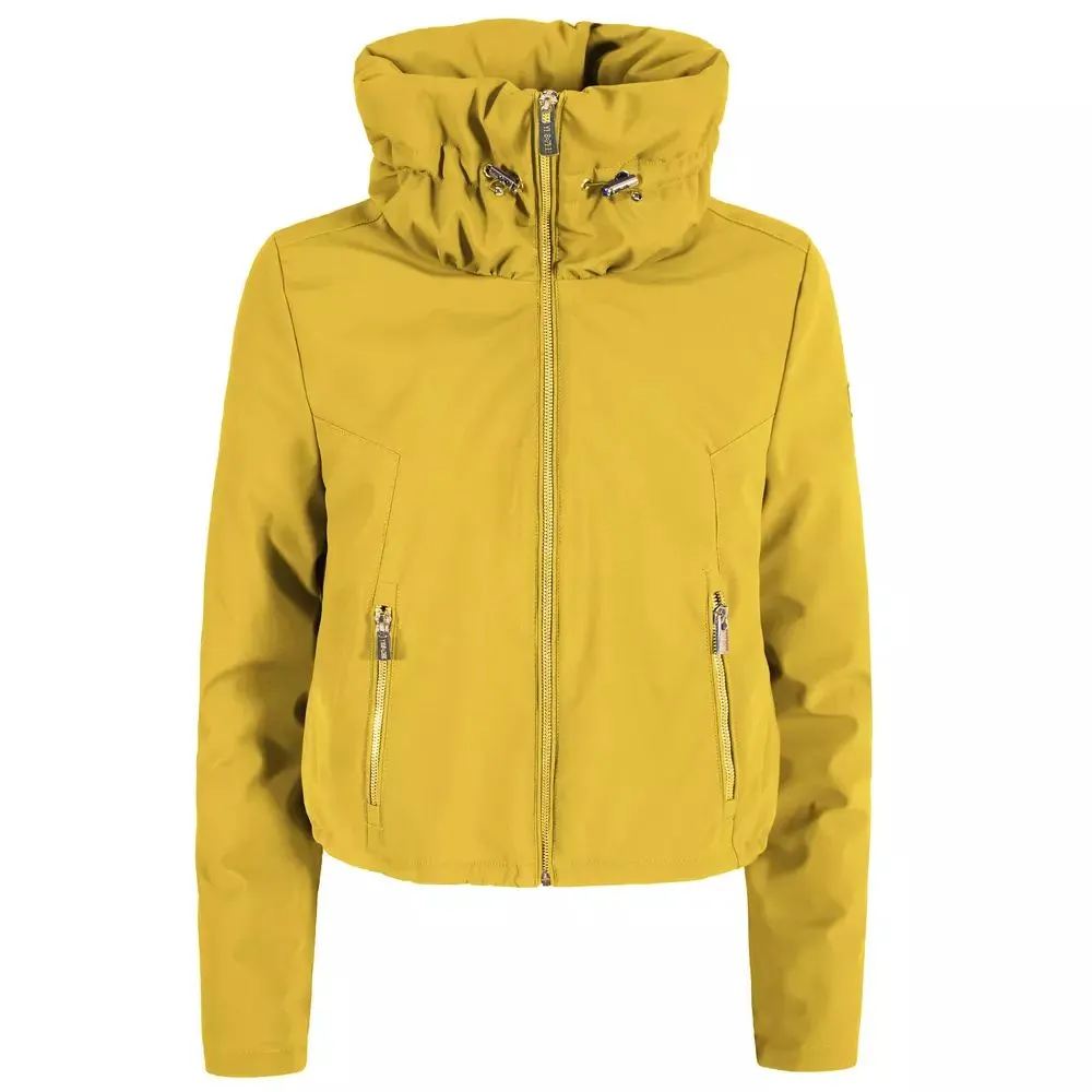 Yes Zee Women's Chic Short Padded Jacket with Cowl Neck - Mellow Yellow