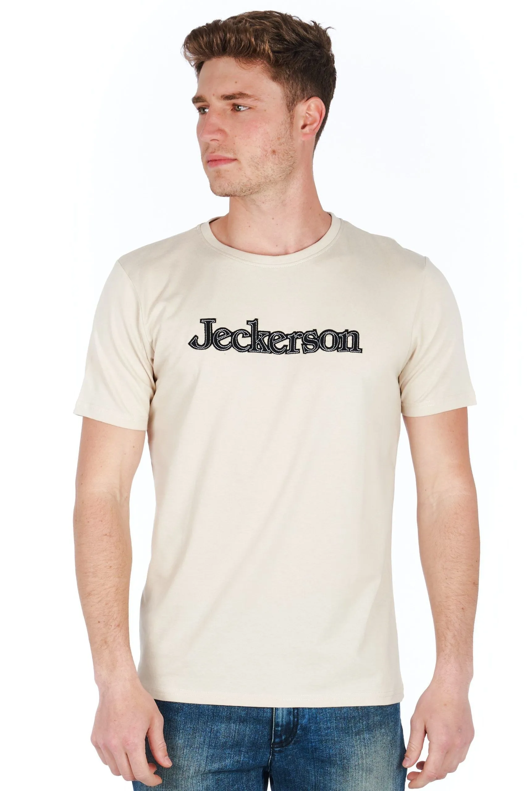 Jeckerson Men's Sleek Silver Slim Fit Jersey T-Shirt