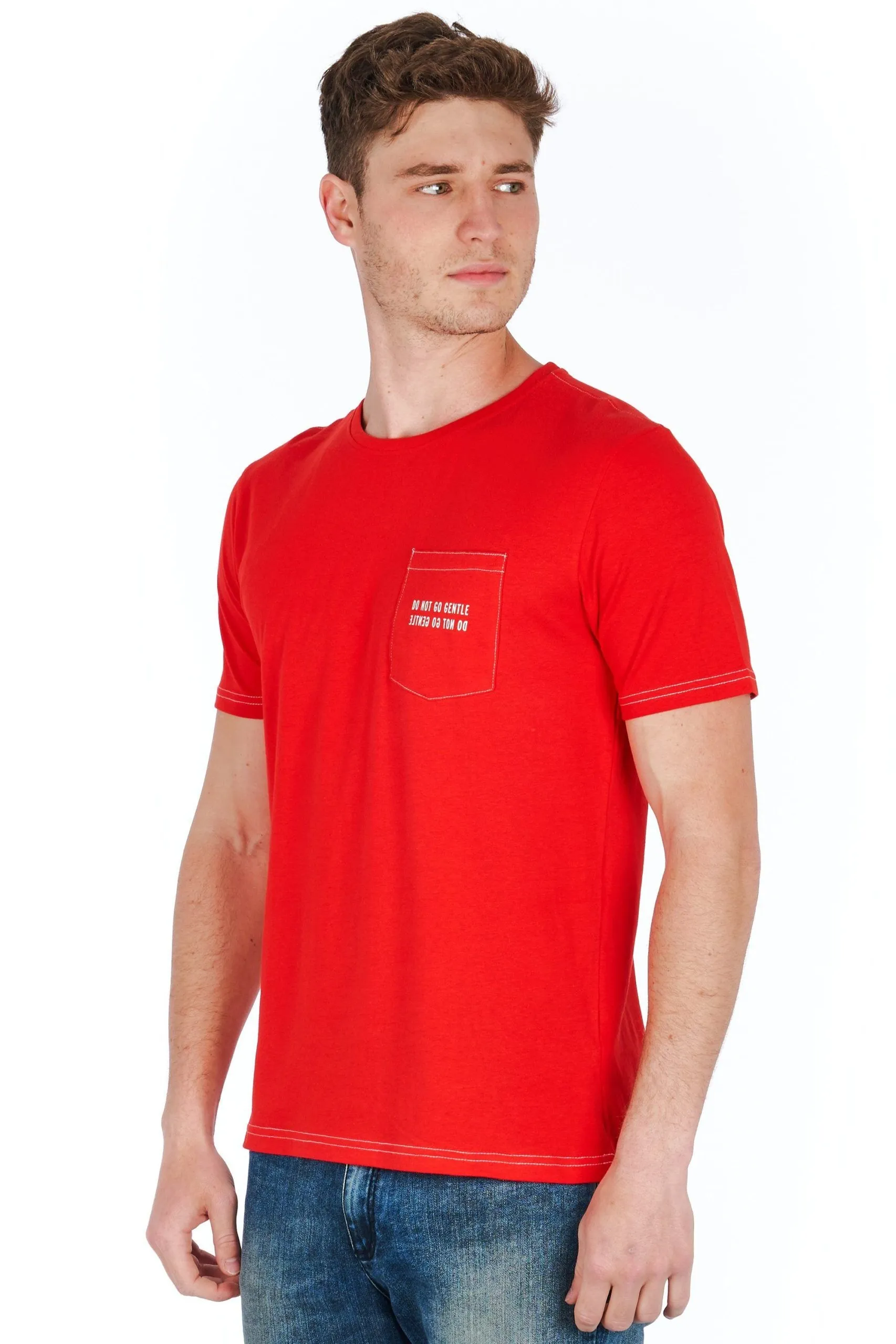 Jeckerson Men's Slim Fit Red Pocket Tee with Iconic Logo