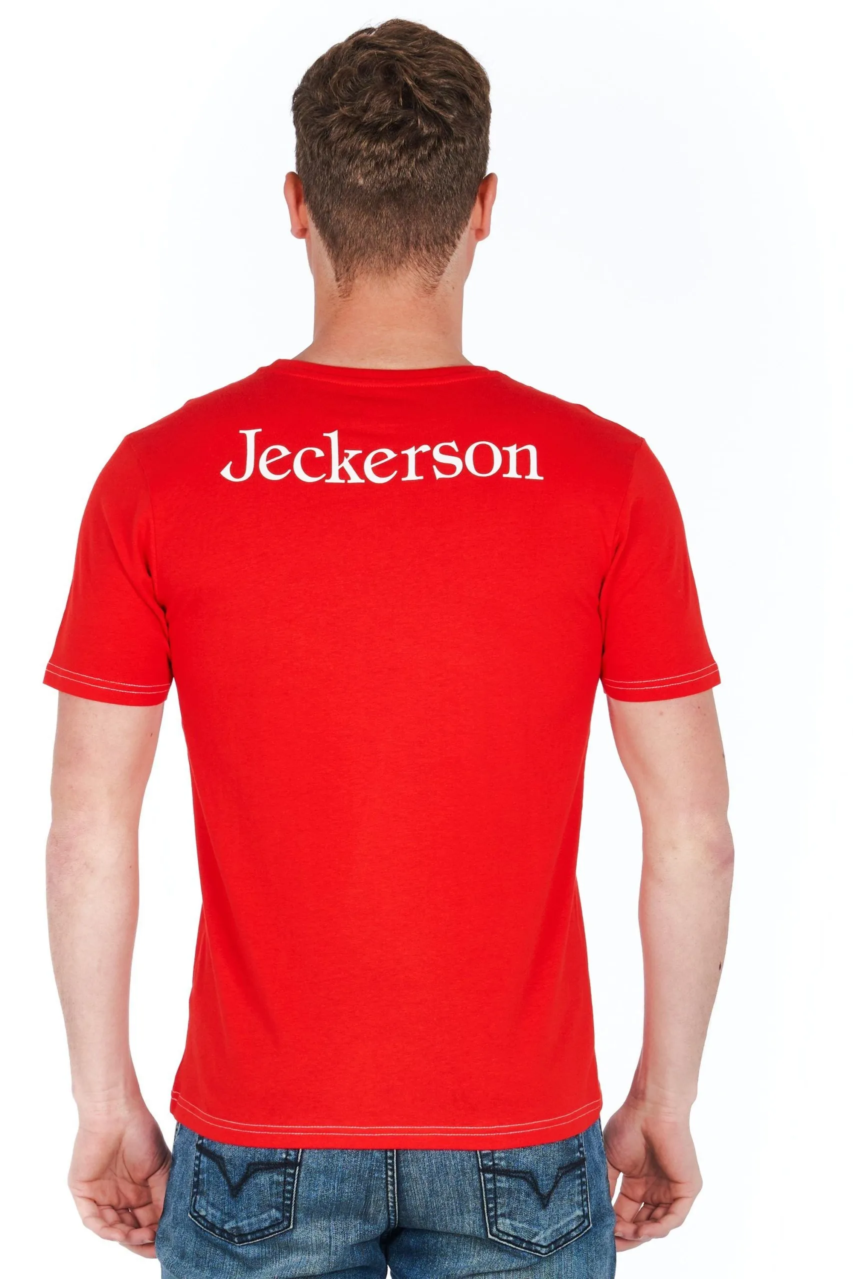 Jeckerson Men's Slim Fit Red Pocket Tee with Iconic Logo