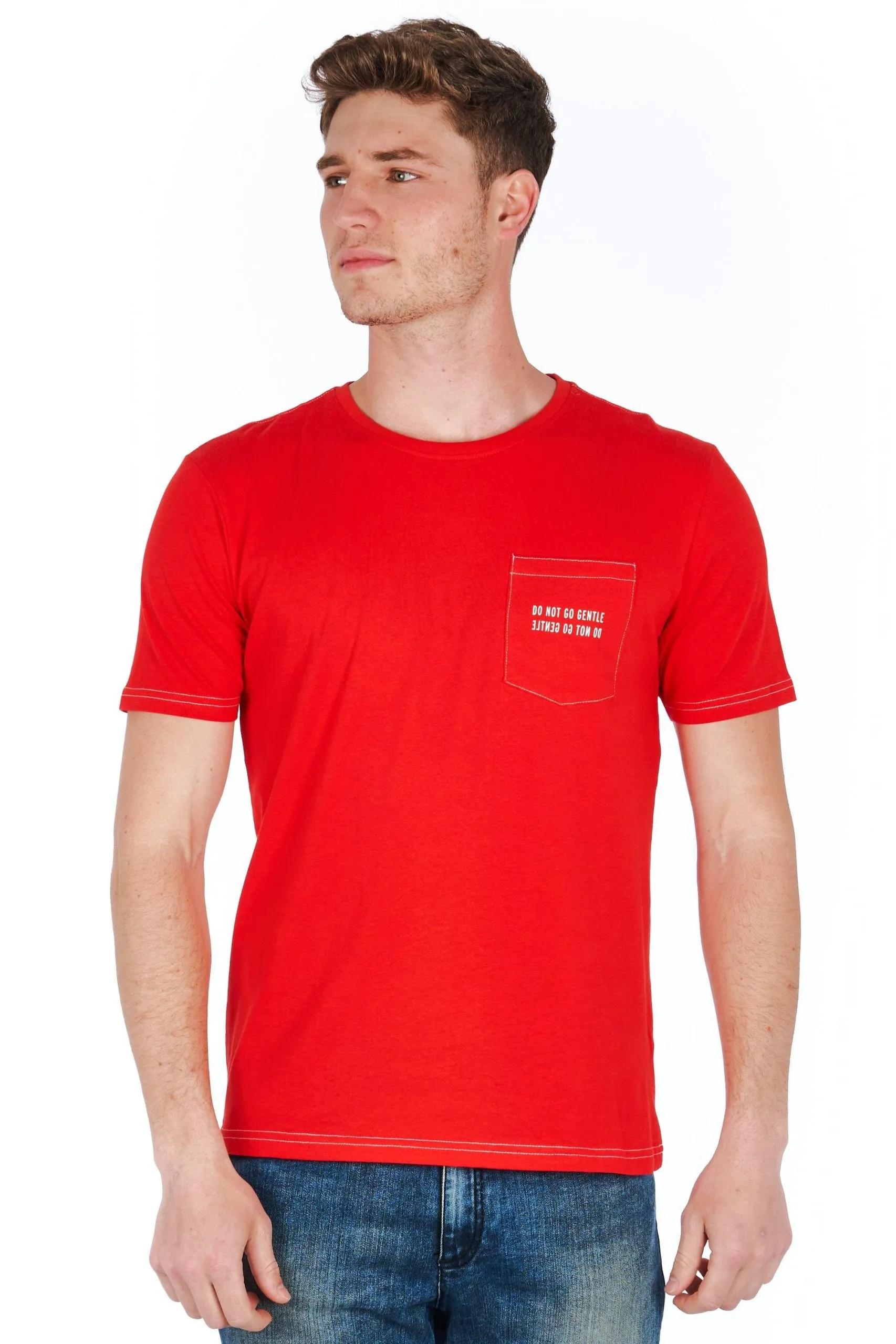 Jeckerson Men's Slim Fit Red Pocket Tee with Iconic Logo