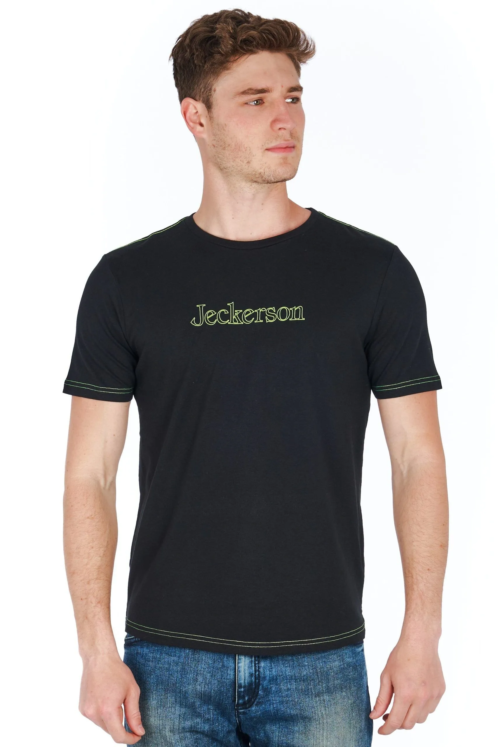 Jeckerson Men's Sleek Slim-Fit Jersey Tee with Logo