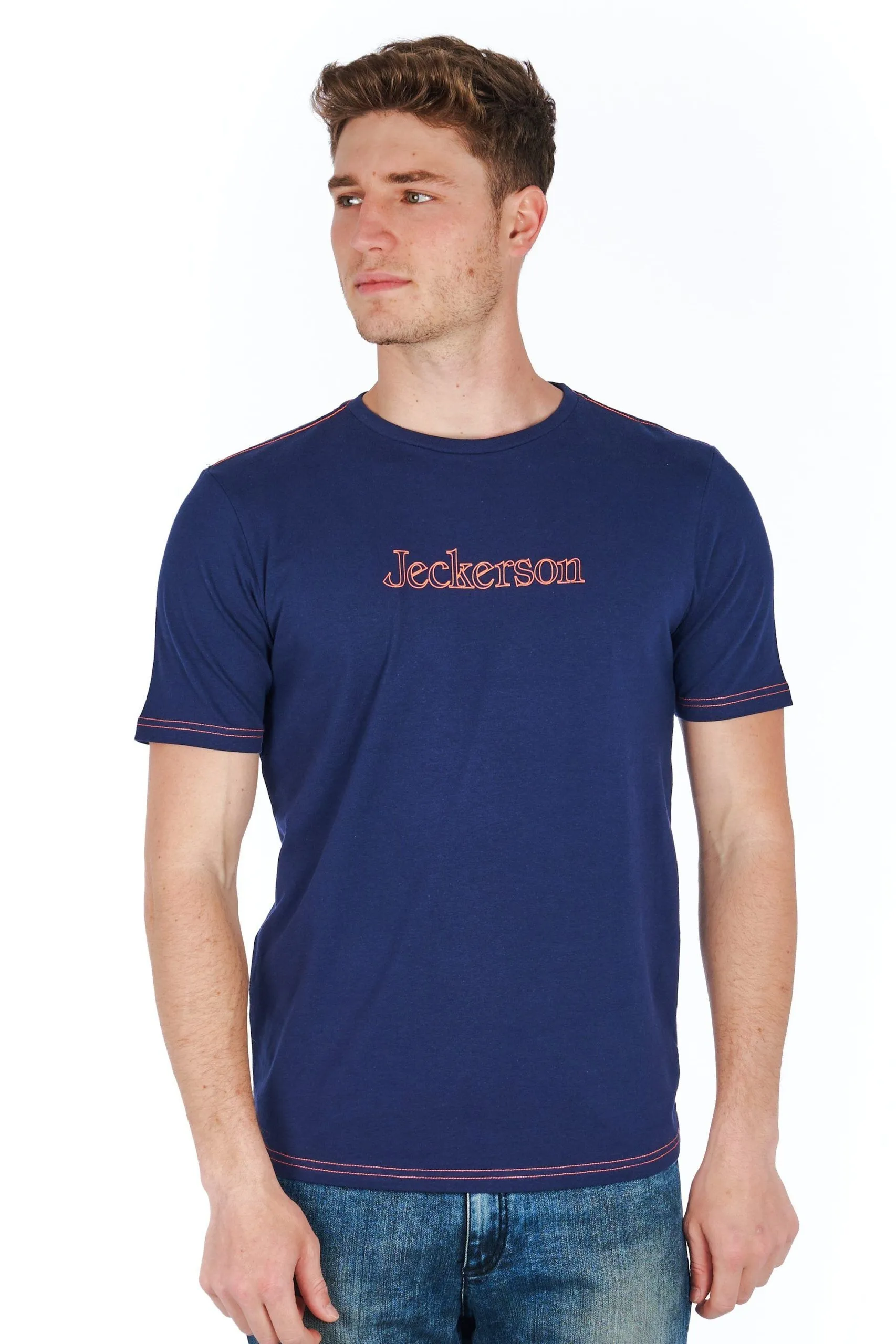 Jeckerson Men's Sleek Blue Jersey Tee with Logo Detail