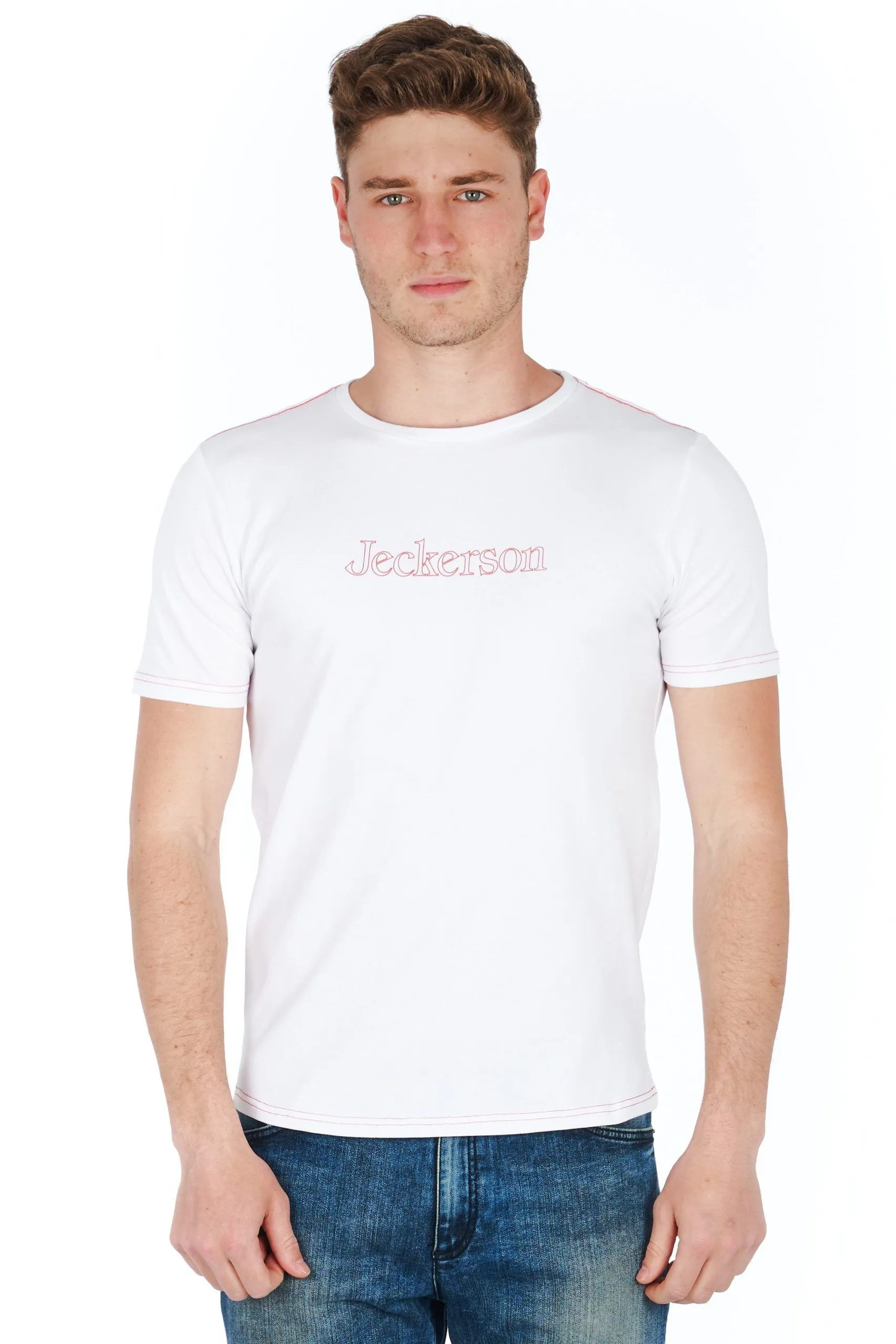 Jeckerson Men's Slim Fit Logo Tee with Short Sleeves
