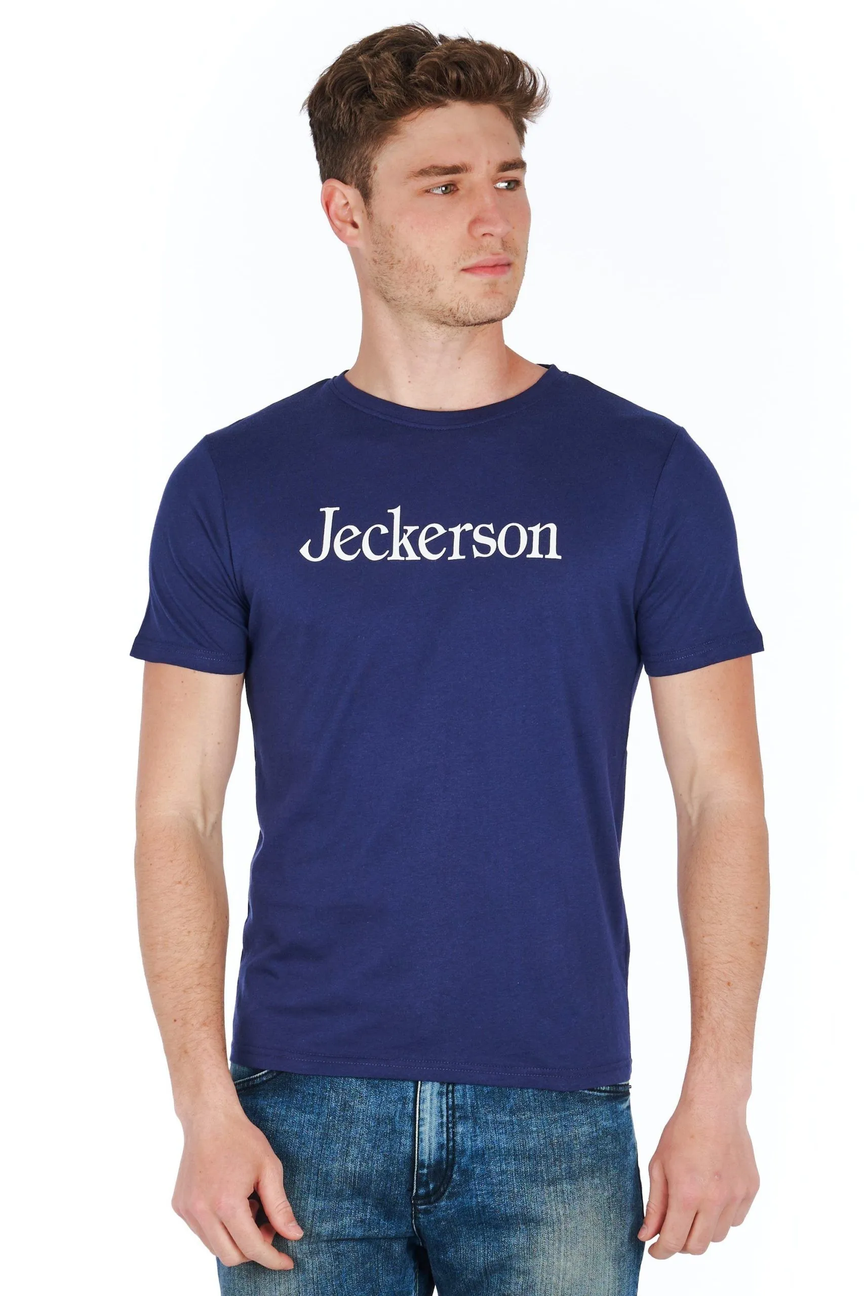 Jeckerson Men's Slim Fit Logo Jersey Tee in Blue