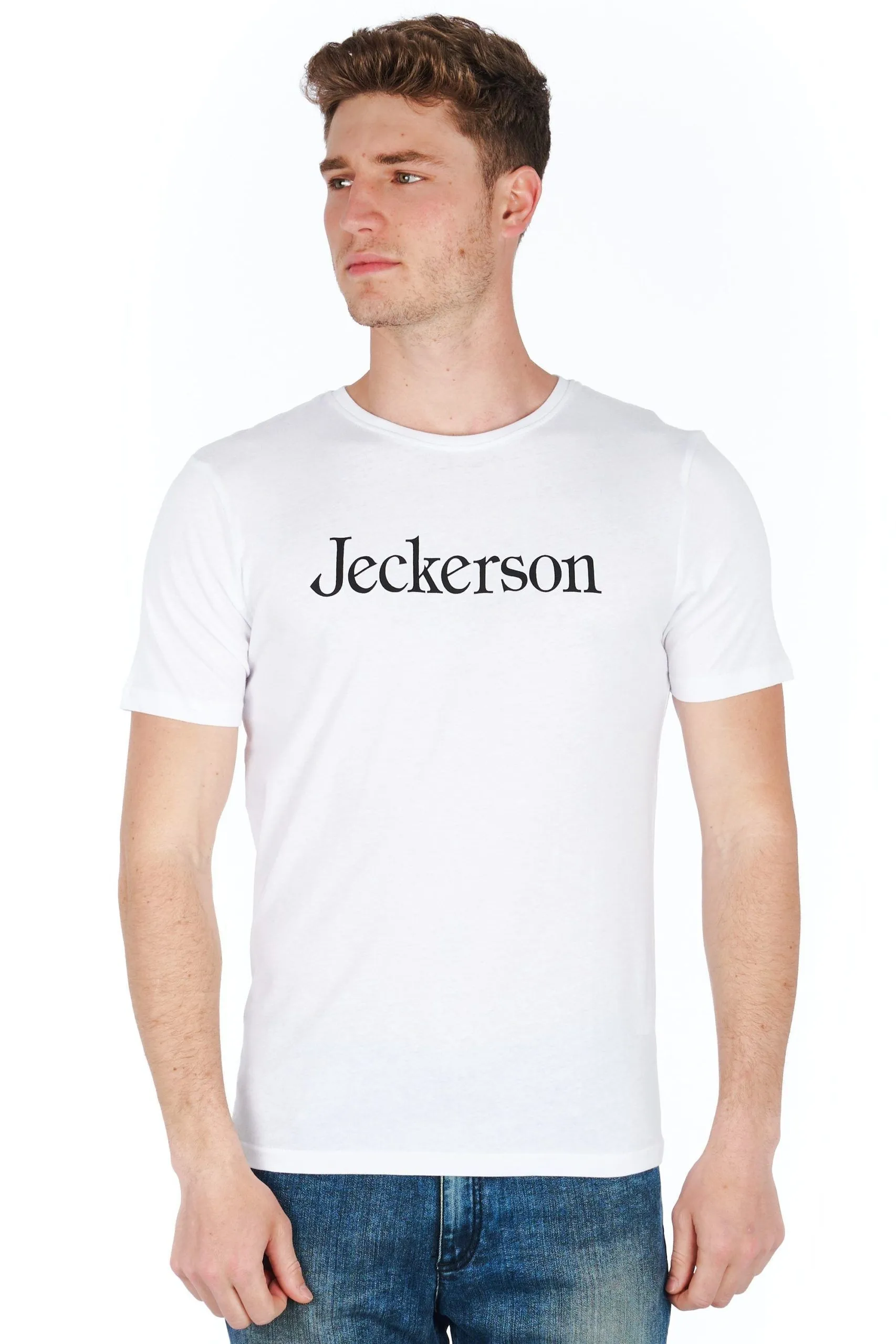 Jeckerson Men's Slim Fit Logo Jersey Tee in White