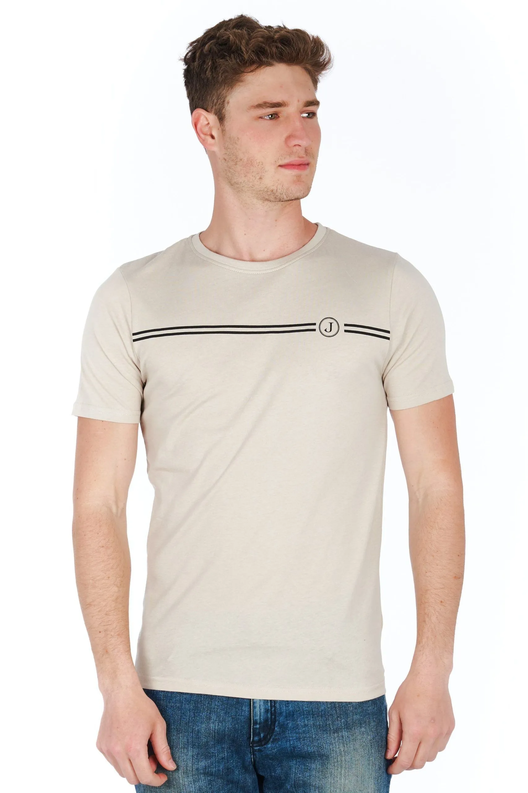 Jeckerson Men's Elegant Silver Slim Fit Jersey T-Shirt