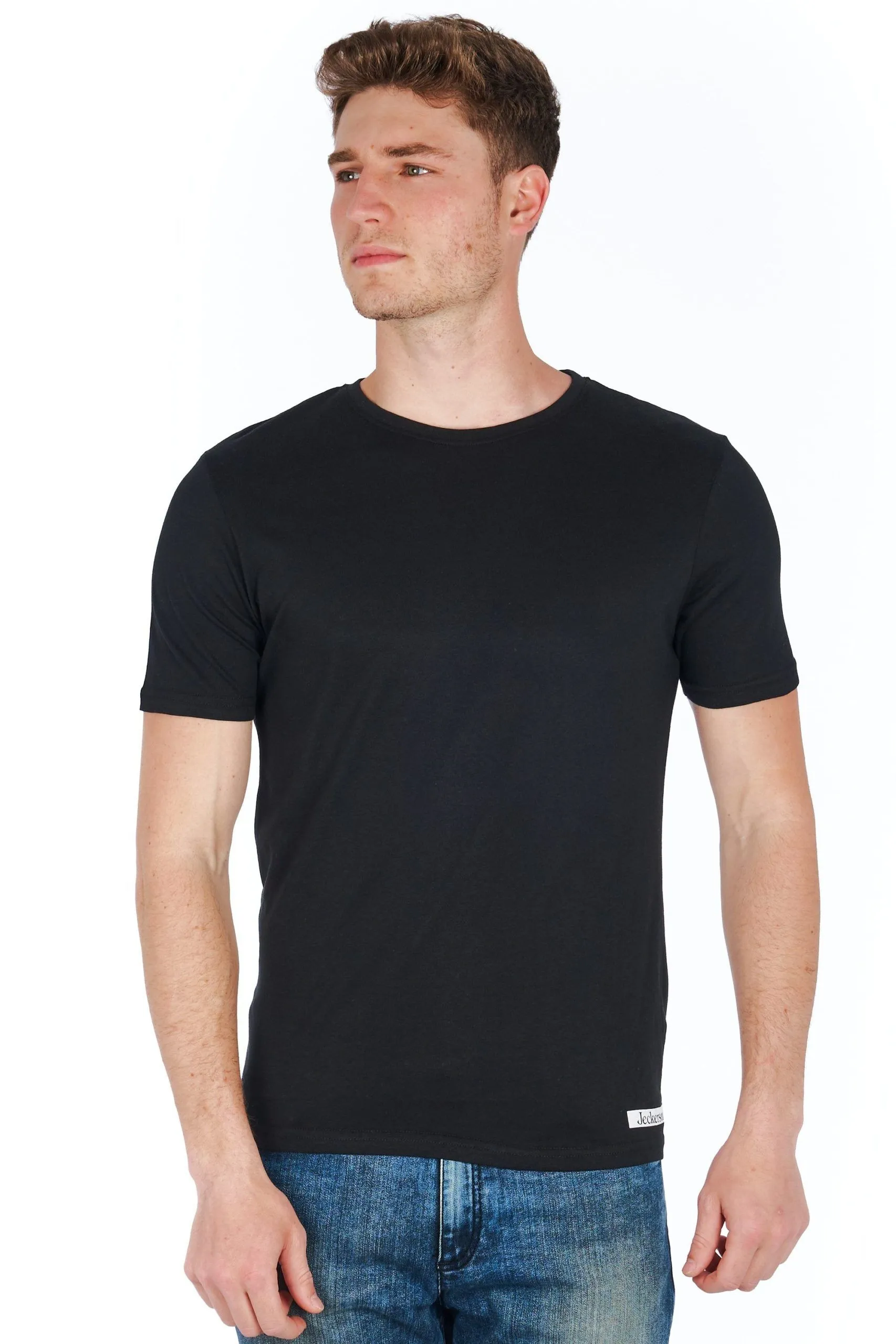 Jeckerson Men's Sleek Black Jersey Tee with Mini Logo