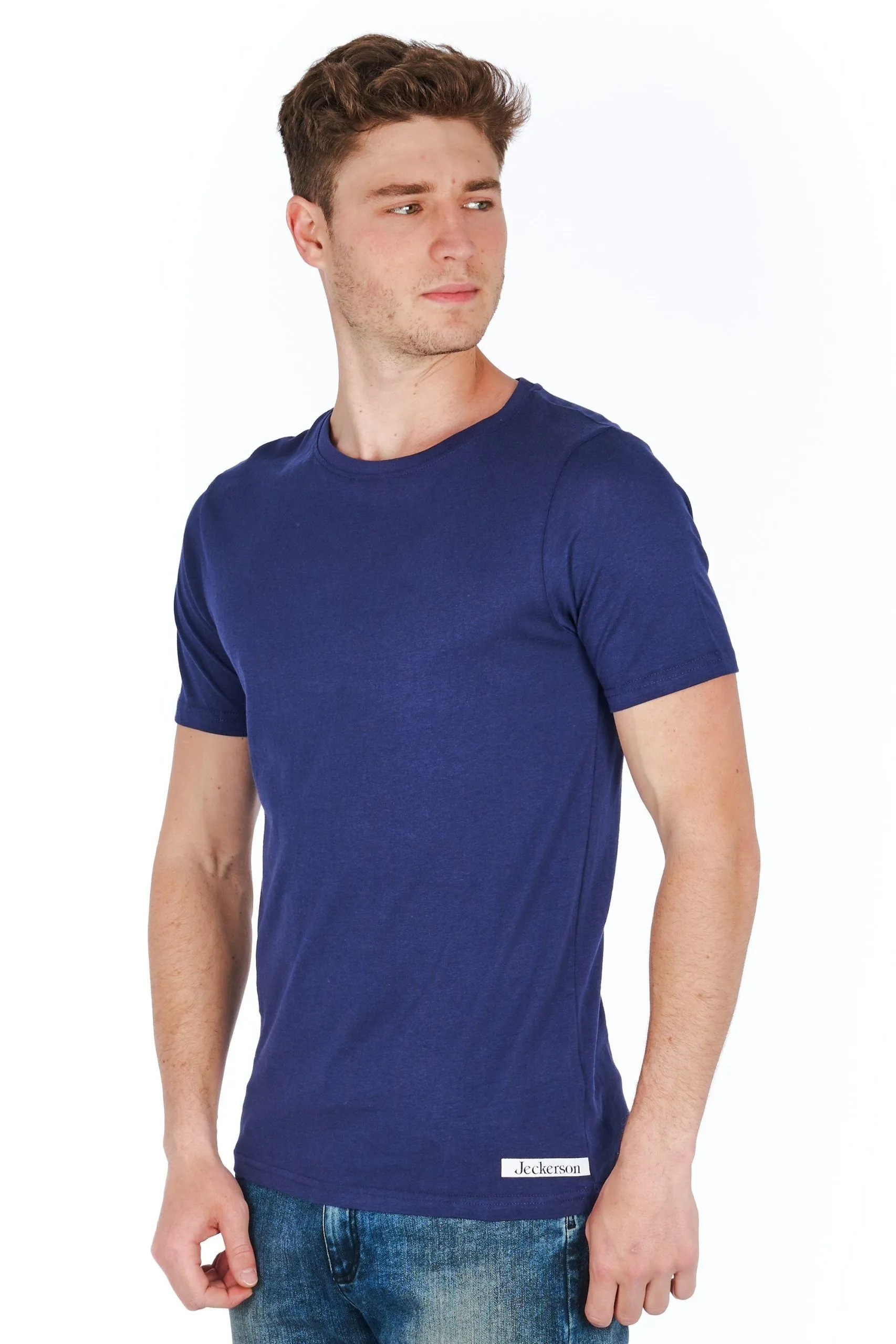Jeckerson Men's Chic Slim-Fit Jersey Tee with Mini Logo Accent