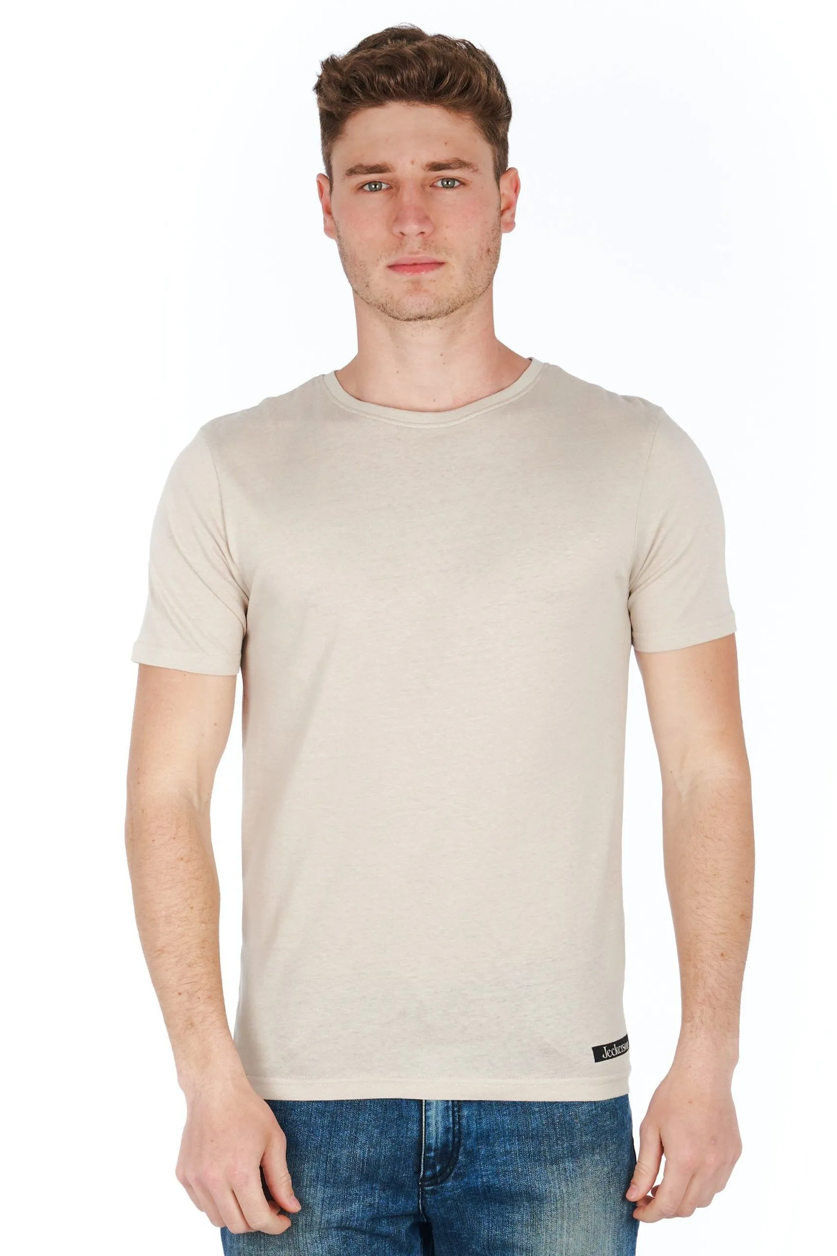 Jeckerson Men's Sleek Silver Jersey Tee with Iconic Mini Logo