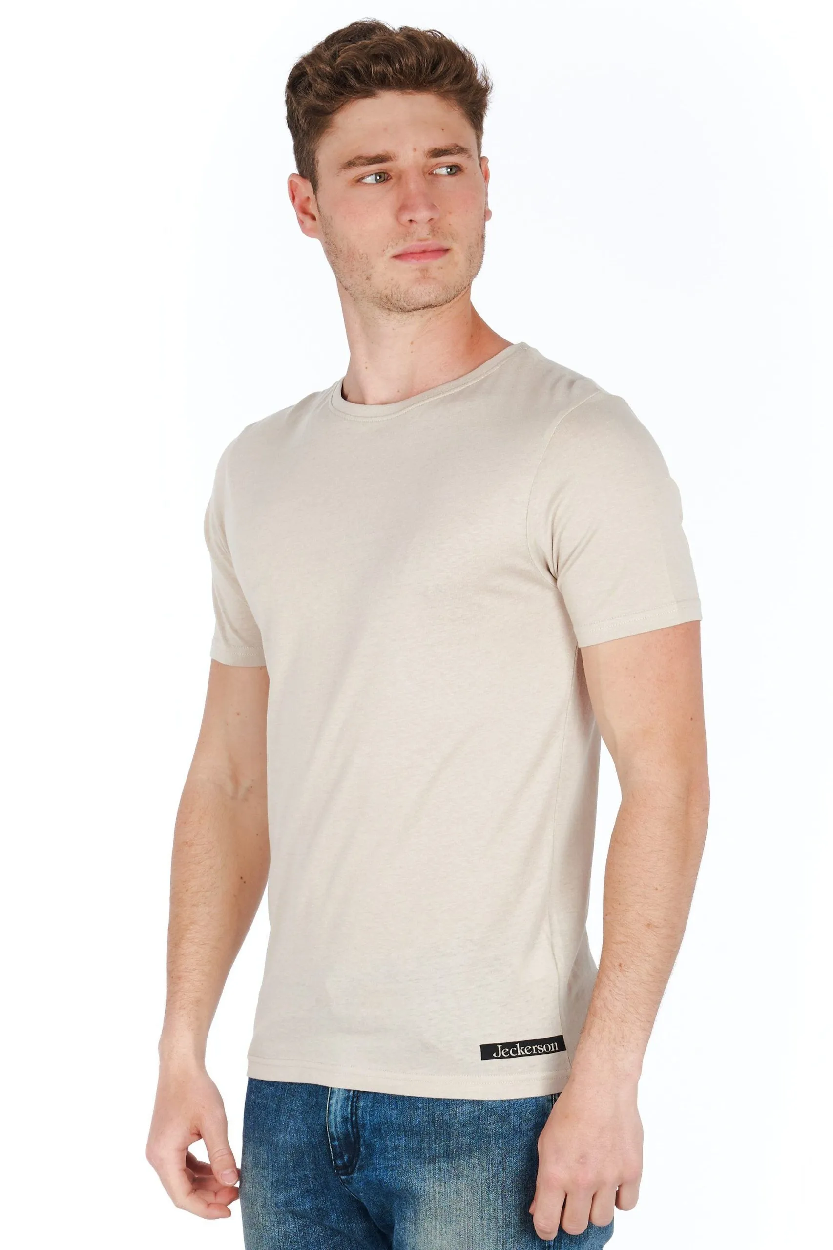 Jeckerson Men's Sleek Silver Jersey Tee with Iconic Mini Logo