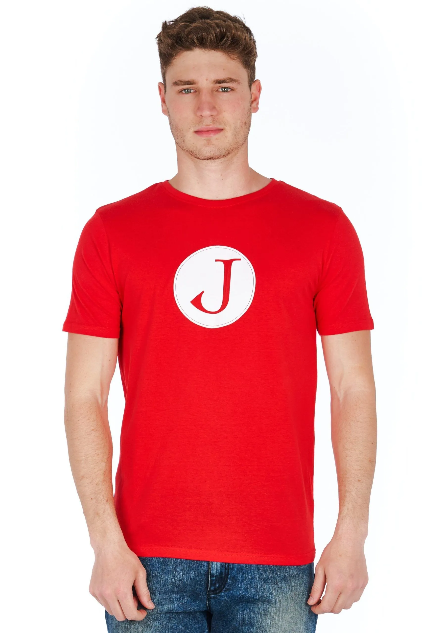Jeckerson Men's Chic Red Slim Fit Jersey Tee with Logo