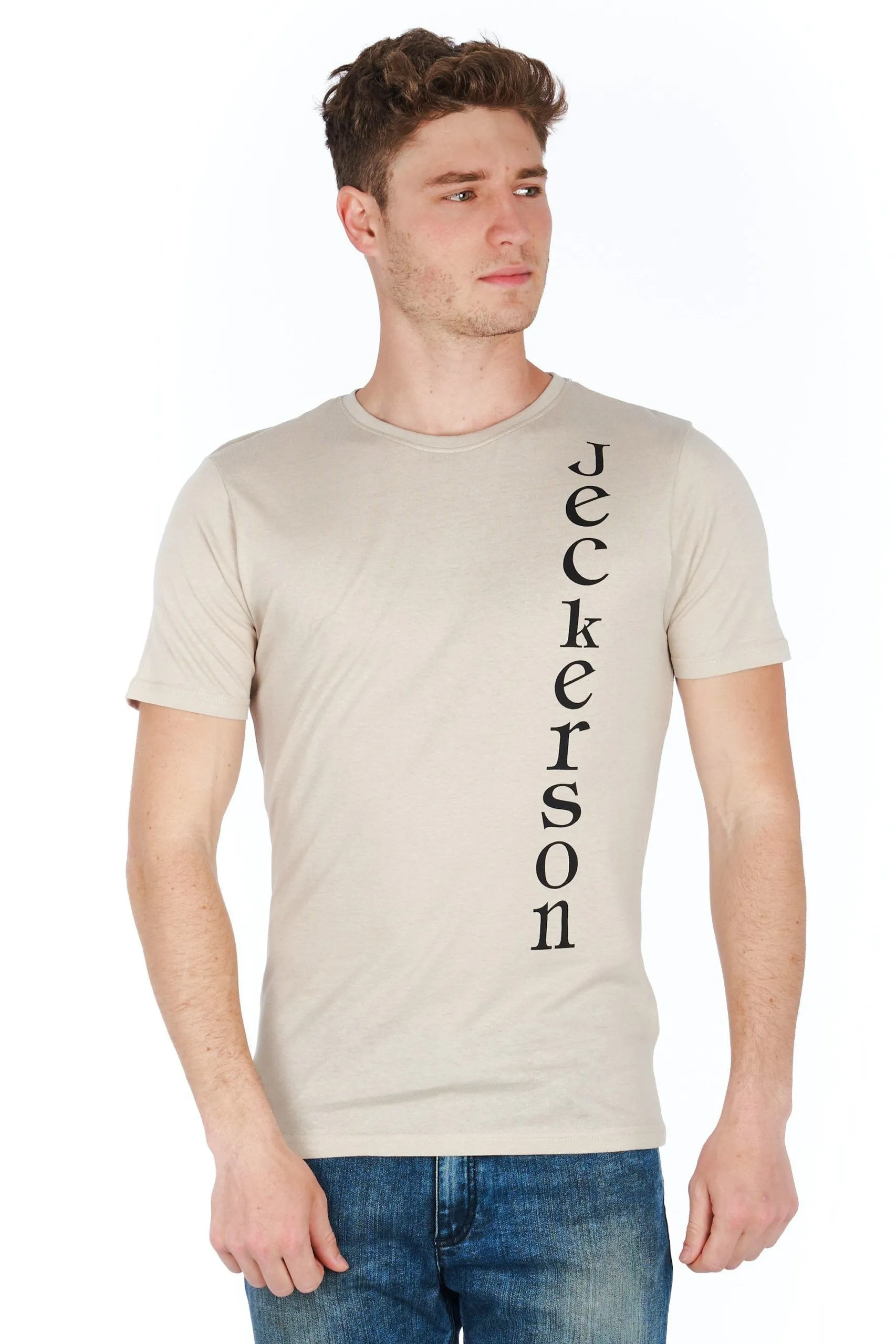 Jeckerson Men's Sleek Silver Slim Fit Logo Tee