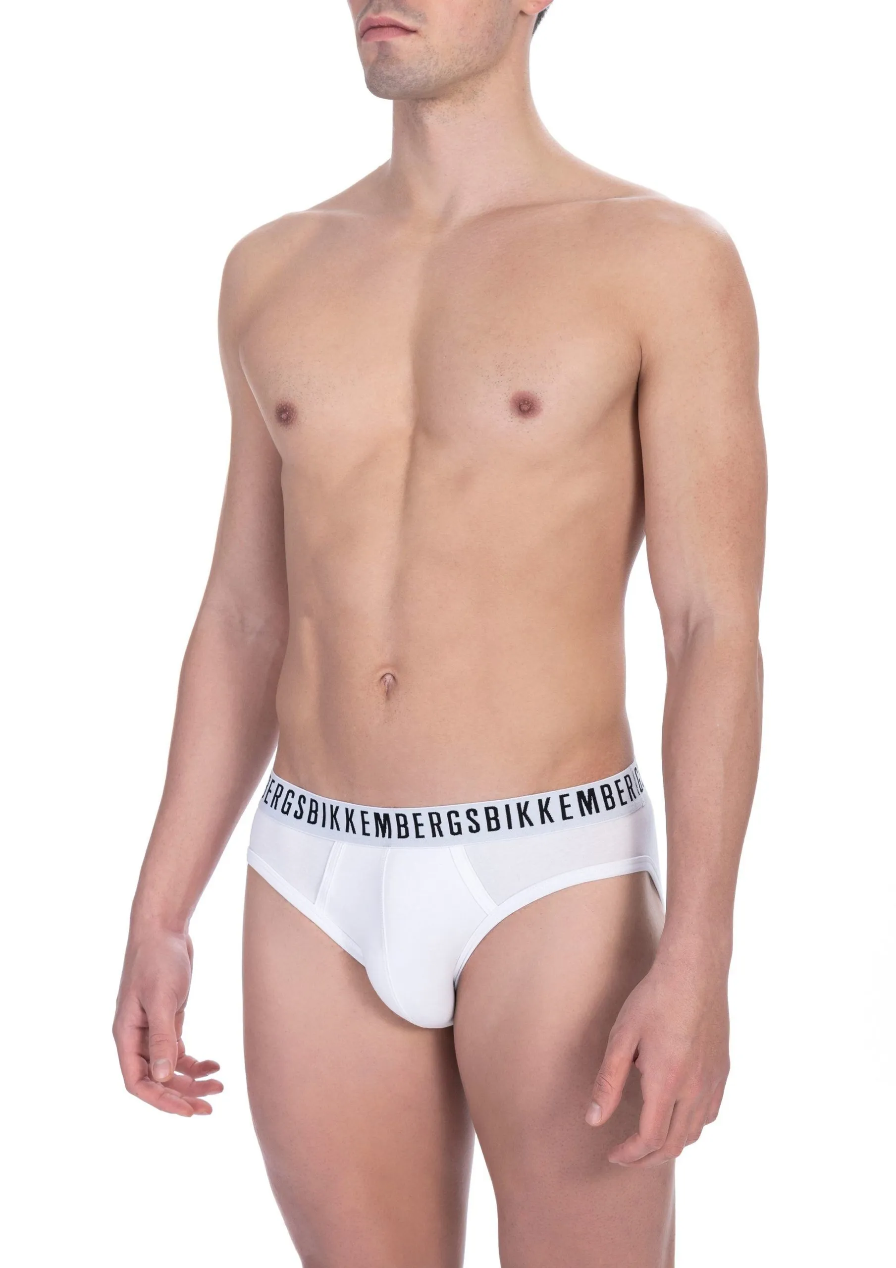 Bikkembergs Men's Sleek White Cotton Blend Briefs Duo Pack